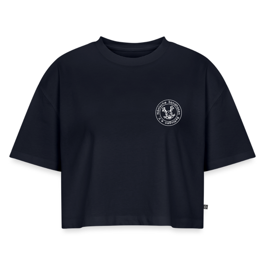 Frauen Premium Oversized Bio Cropped T-Shirt - Navy