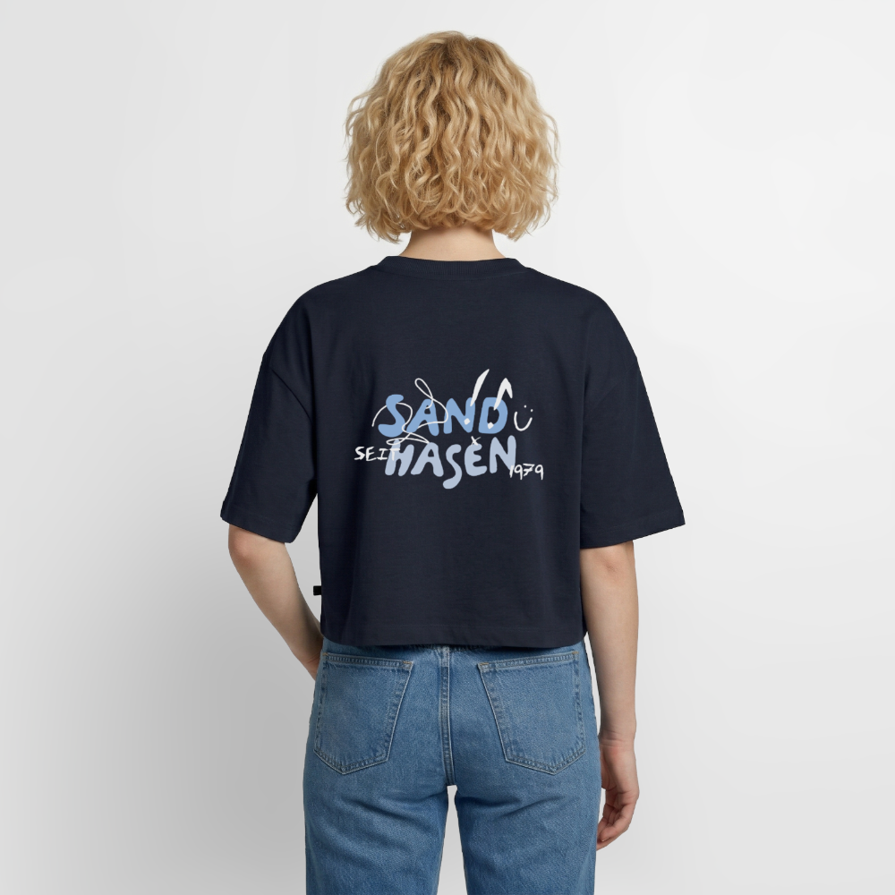 Frauen Premium Oversized Bio Cropped T-Shirt - Navy