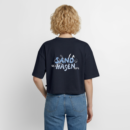 Frauen Premium Oversized Bio Cropped T-Shirt - Navy