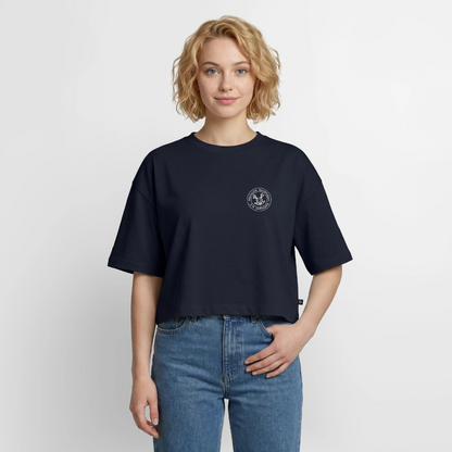 Frauen Premium Oversized Bio Cropped T-Shirt - Navy