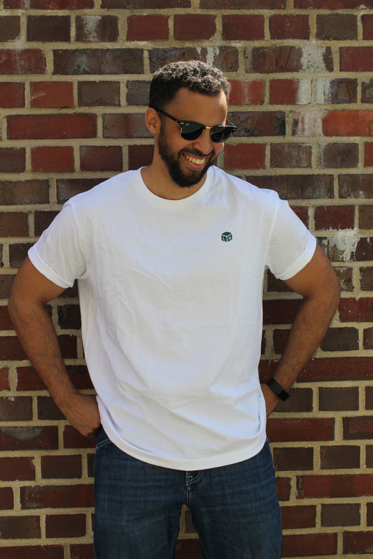 Relaxed Organic Shirt – Weiß/Ocean